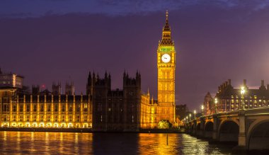 Big Ben, Parlamento, Londra 'daki Westminster Köprüsü