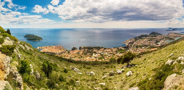 Vista aérea de la ciudad vieja Dubrovnik — Foto de Stock