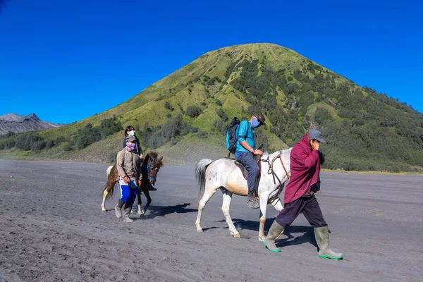 Österrike Java Indonesien 2020 Turister Rider Hästarna Till Mount Vulkanen — Stockfoto