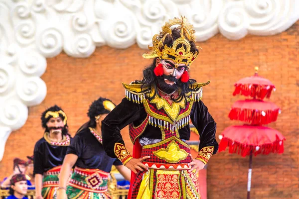 Bali Indonésia Fevereiro 2020 Dança Balinesa Tradicional Realizada Parque Cultural — Fotografia de Stock