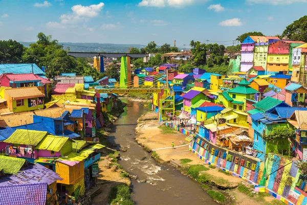 Malang Indonésia Fevereiro 2020 Vista Colorida Aldeia Jodipan Kampung Warna — Fotografia de Stock