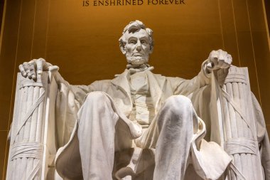 WASHINGTON DC, USA - MARCH 29, 2020: Abraham Lincoln statue inside Lincoln Memorial in Washington DC, USA clipart