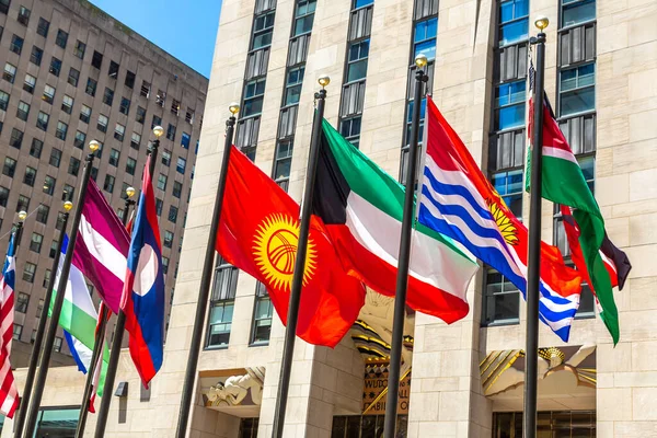 New York City Usa March 2020 International Flags Rockefeller Center — стокове фото