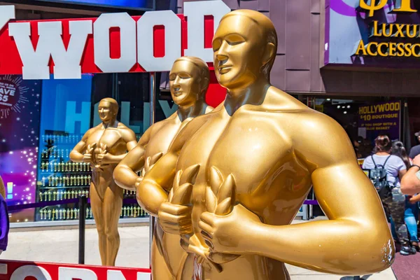 Los Ángeles Hollywood Marzo 2020 Estatuas Oscar Walk Fame Hollywood — Foto de Stock