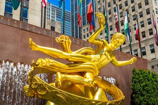 New York City Usa Maart 2020 Prometheus Statue Rockefeller Center — Stockfoto