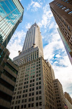 NEW YORK CITY, ABD - 15 Mart 2020: Manhattan, New York 'taki Chrysler Binası Cephesi, ABD