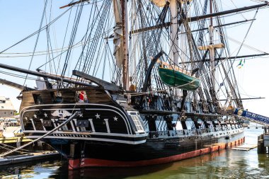 BOSTON, ABD - 29 Mart 2020: ABD Anayasası Boston, Massachusetts Savaş Gemisi, ABD