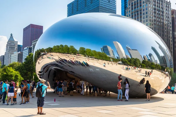 Chicago Eua Março 2020 Escultura Cloud Gate Millennium Park Dia — Fotografia de Stock