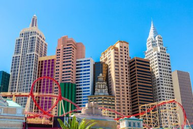 LAS VEGAS, ABD - 29 Mart 2020 Las Vegas, Nevada, ABD 'deki New York Otel ve Kumarhanesi