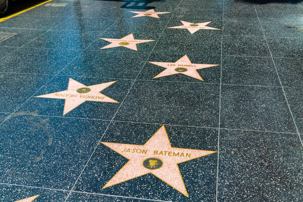 LOS ANGELES, HOLLYWOOD, USA - MARCH 29, 2020: Empty star on Hollywood Walk of Fame in Los Angeles, California, USA