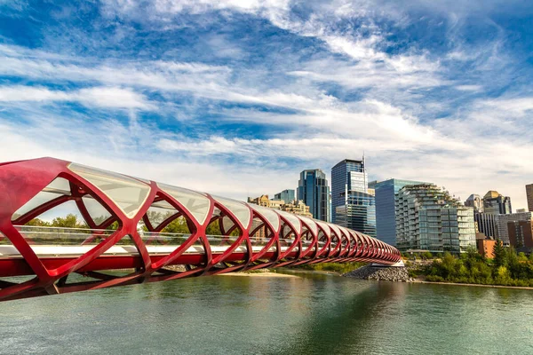 Calgary Canada April 2020 Peace Bridge Bow River Calgary Sunny — 图库照片