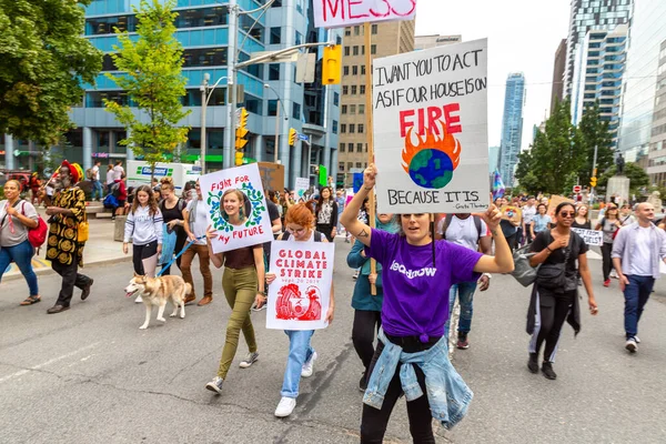 Toronto Canada Setembro 2019 Greve Global Pelo Clima Marcha Pela — Fotografia de Stock