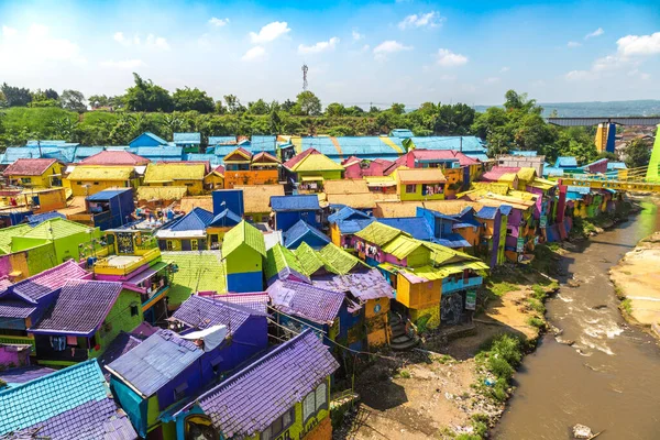 Malang Indonésia Fevereiro 2020 Vista Colorida Aldeia Jodipan Kampung Warna — Fotografia de Stock