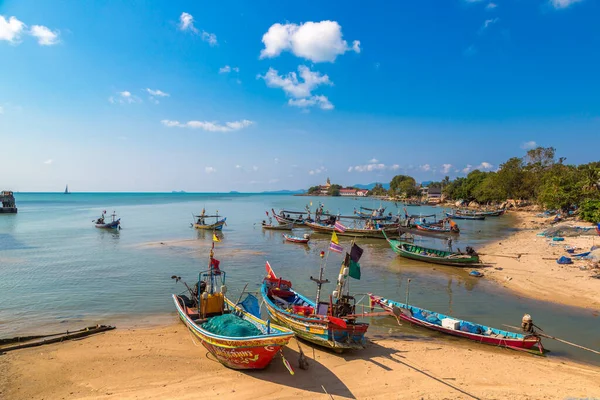 Koh Samui Tailândia Fevereiro 2020 Barcos Pesca Tailandeses Atracados Praia — Fotografia de Stock