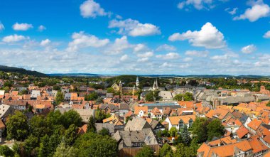 Panoramik hava görünümünde Goslar bir güzel yaz günü, Almanya