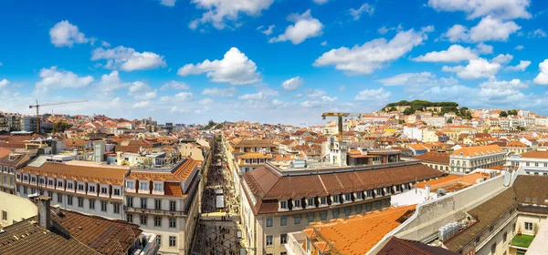 Panorama Flygfoto Över Lissabon Och Sao Jorge Castle Vacker Sommardag — Stockfoto