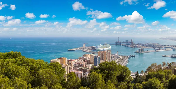 Panoramic Aerial View Malaga Beautiful Summer Day Spain — Stock Photo, Image