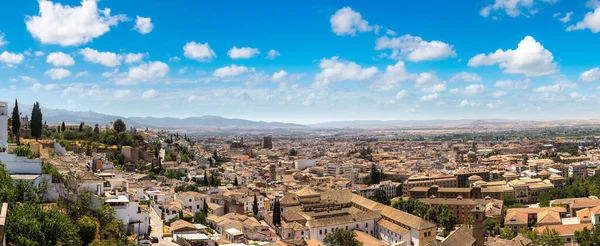 Panorama Flygfoto Över Granada Vacker Sommardag Spanien — Stockfoto