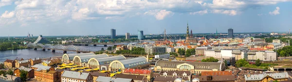 Panorama Flygfoto Över Riga Vacker Sommardag Lettland — Stockfoto