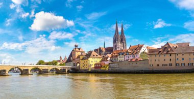 Regensburg and Cathedral, Germany in a beautiful summer day clipart