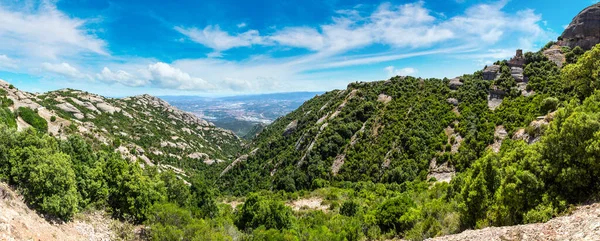 Vue Aérienne Des Montagnes Montserrat Par Une Belle Journée Été — Photo