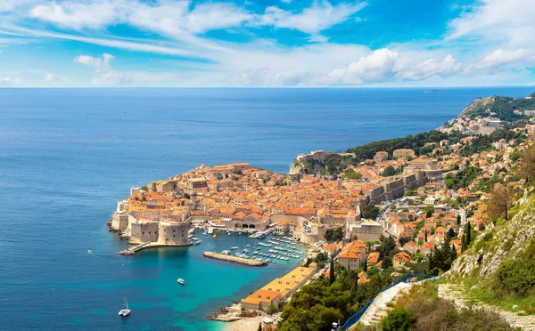 Panorama Ciudad Vieja Dubrovnik Hermoso Día Verano Croacia —  Fotos de Stock