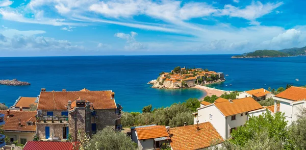 Bir Güzel Yaz Günü Karadağ Budva Nın Sveti Stefan Adası — Stok fotoğraf