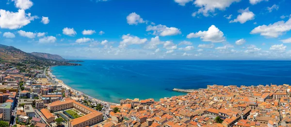 Luftaufnahme Von Cefalu Und Kathedrale Sizilien Italien Einem Schönen Sommertag — Stockfoto