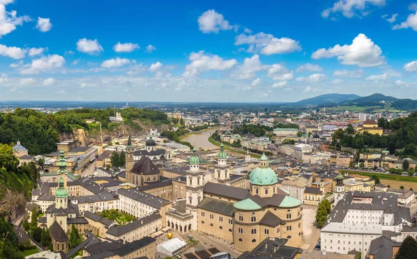 Panoramatický Letecký Pohled Salzburg Cathedral Rakousko Krásný Den — Stock fotografie