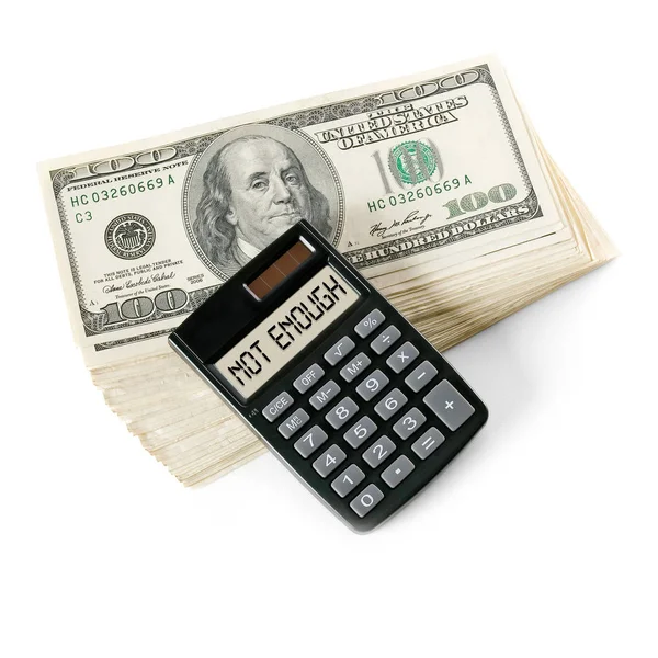 Montón Dólares Calculadora Aislada Sobre Fondo Blanco — Foto de Stock