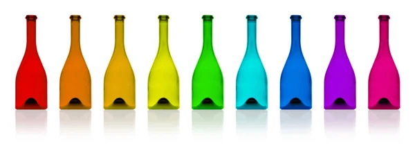 Set Botellas Transparentes Aisladas Sobre Fondo Blanco — Foto de Stock