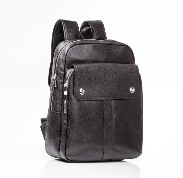 Siyah deri rahat sırt çantası — Stok fotoğraf