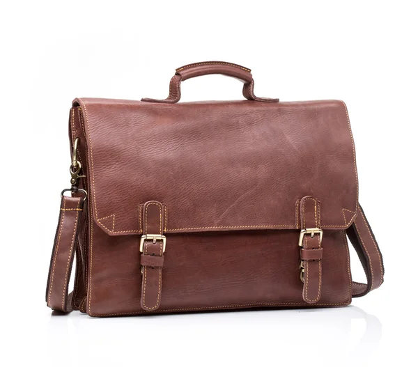 Cuir marron hommes casual ou sac d'affaires — Photo