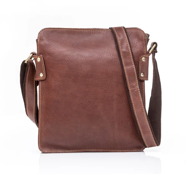 Brown leather men casual or business bag — Stock Photo, Image