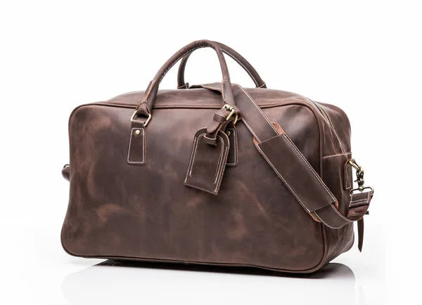 Sac de voyage homme cuir marron — Photo