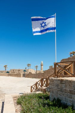 antik kalıntıları Ceasarea Maritima Milli Parkı'nda, Caesarea, İsrail. 