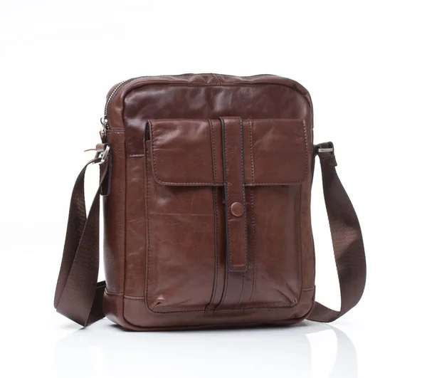 Brown leather men casual or business bag — Stock Photo, Image