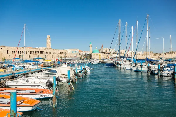 Veleiros na marina em Akko, Israel — Fotografia de Stock