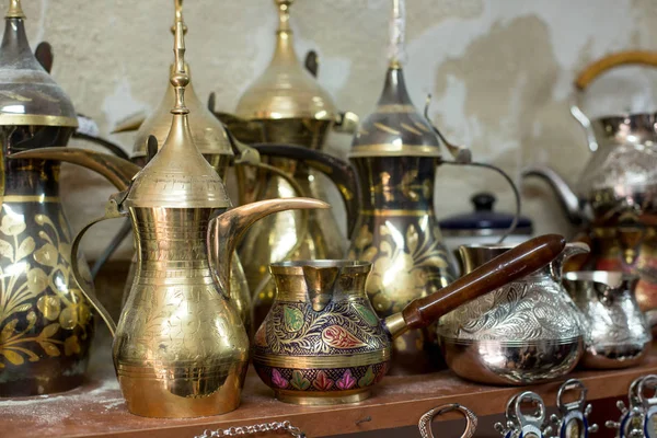 Traditional arabic coffee pots — Stock Photo, Image