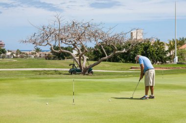 San Jose del Cabo bahçede golf oynamak adam