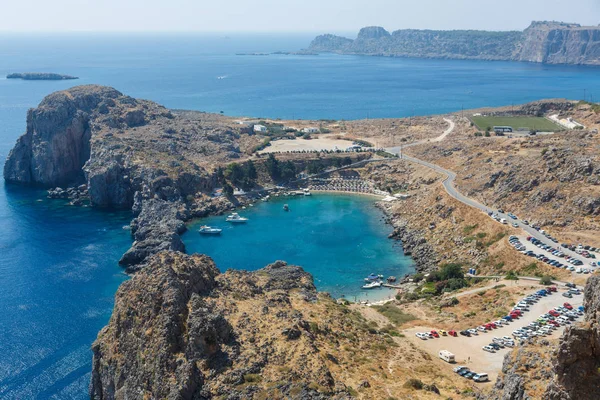 St Pauls Bay w Lindos, Rodos, Grecja — Zdjęcie stockowe