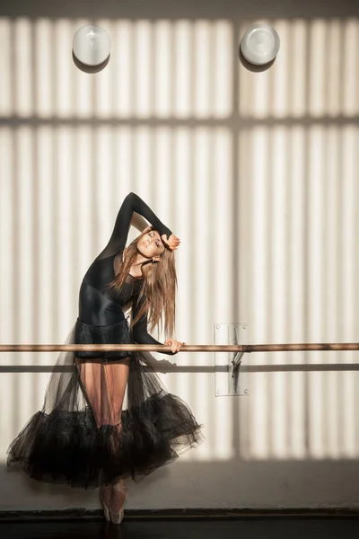 Duvara ayakta muhteşem kadın bale dansçısı — Stok fotoğraf