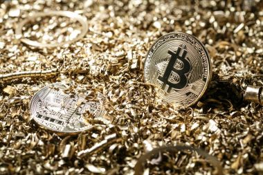 Fiziksel sembolik metal altın sürümü bitcoin cryptocurrency
