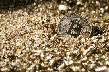 Fiziksel sembolik metal altın sürümü bitcoin cryptocurrency