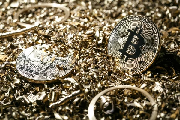 Fiziksel sembolik metal altın sürümü bitcoin cryptocurrency