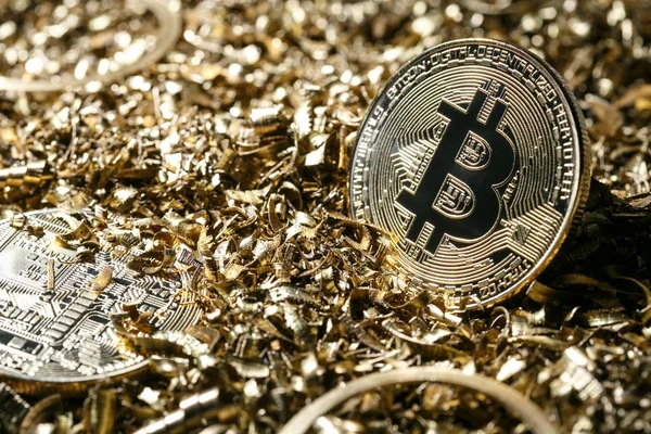 Fiziksel sembolik metal altın sürümü bitcoin cryptocurrency