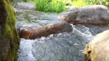 Taşlar arasında çalışan küçük bir nehir su