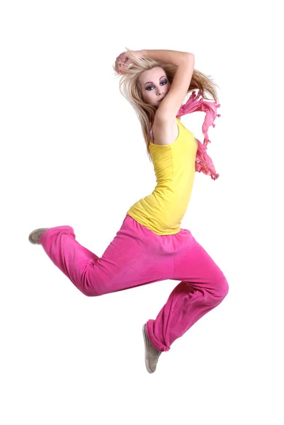 Egy boldog fiatal táncos lány portréja — Stock Fotó