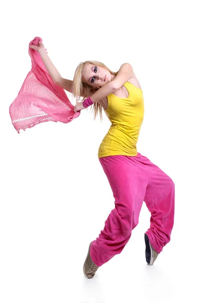 행복 한 젊은 댄서 여자의 초상화 — 스톡 사진
