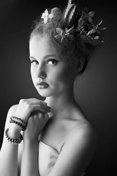 Black and white portrait of — Stock Photo, Image